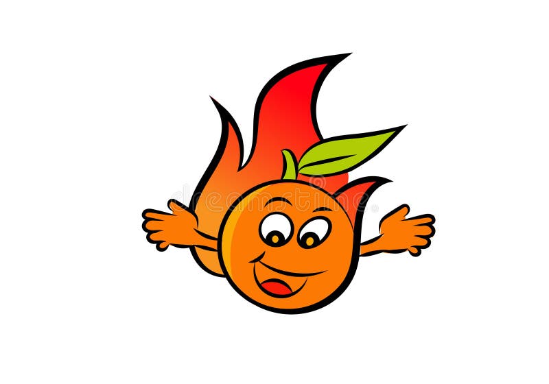 Una bola de fuego anaranjada feliz que agita sus manos ilustración del vector Una bola de fuego anaranjada feliz que agita sus manos ilustración del vector