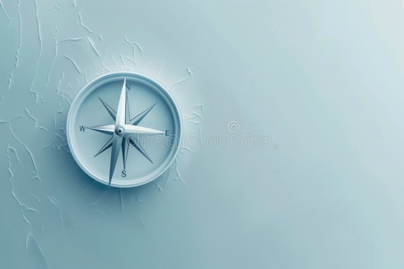 Una bussola con linee chiare sullo sfondo blu chiaro. ideale per applicazioni di navigazione e servizi di viaggio. aizione generat fotografia stock libera da diritti