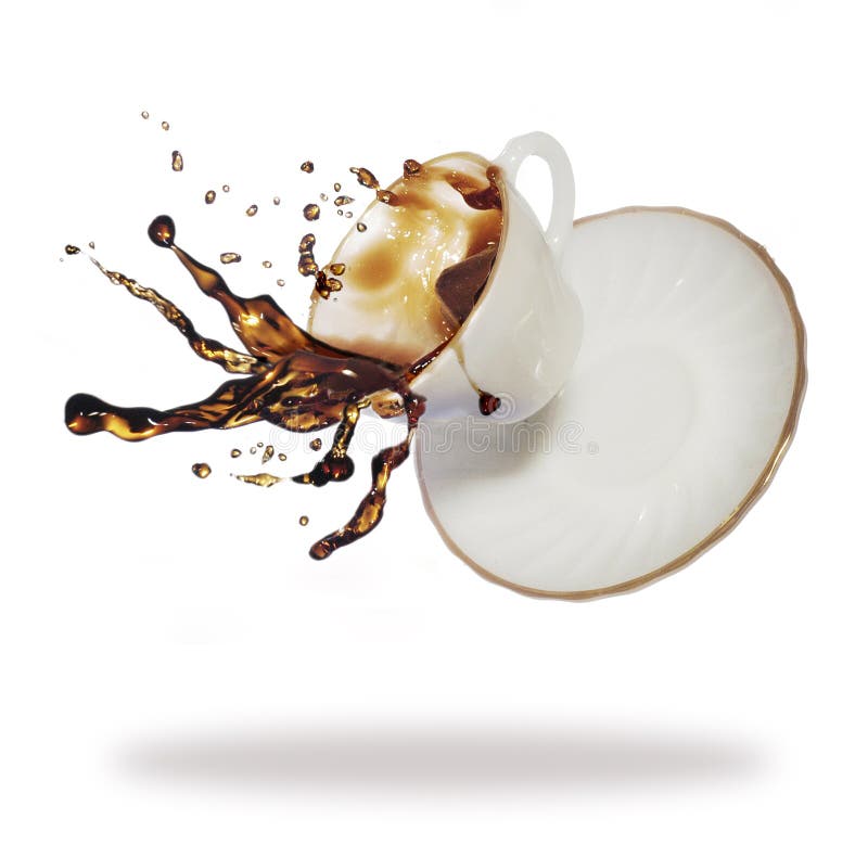A cup of coffee fall and spill the content. A cup of coffee fall and spill the content