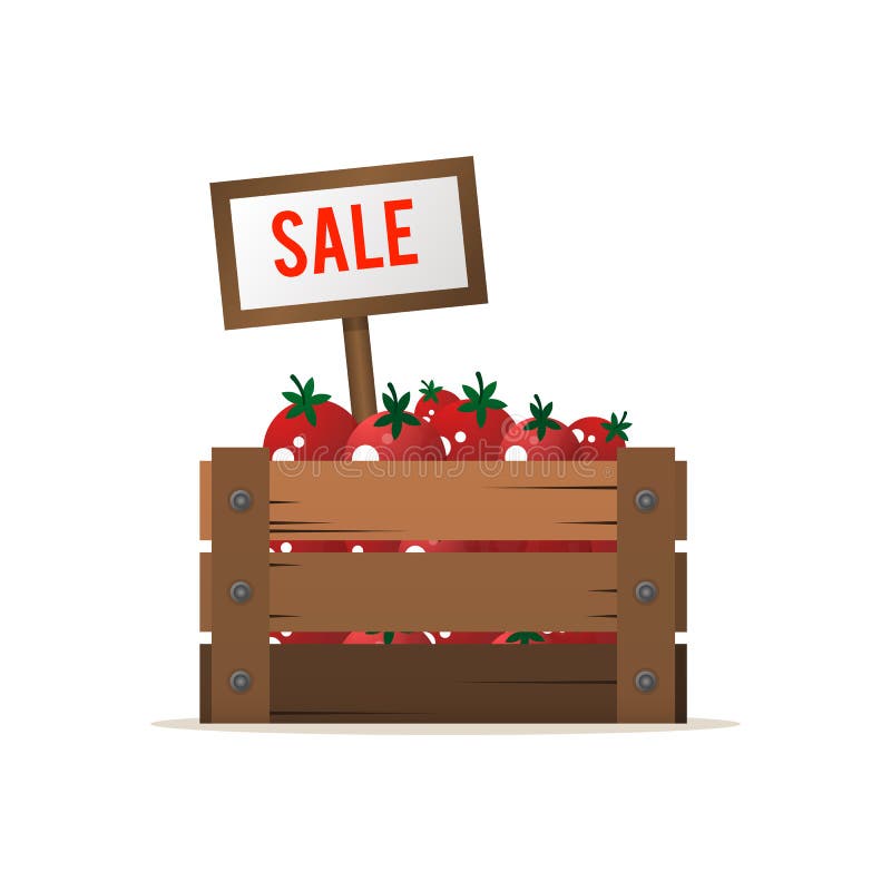 Una caja de tomates Venta de vehículos Comercio de alimentos de la calle Vector ilustración del vector Una caja de tomates Venta de vehículos Comercio de alimentos de la calle Vector ilustración del vector