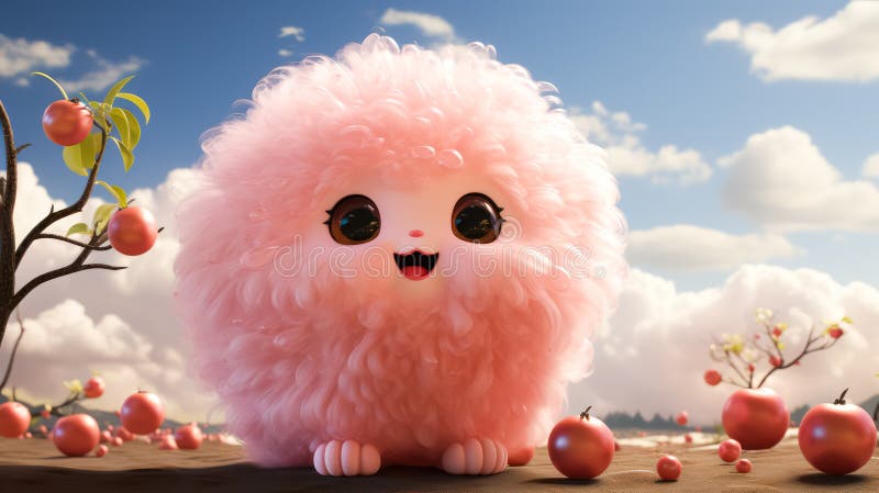 Una caprichosa representación 3d de una nube de color melocotón esponjoso imagen de archivo libre de regalías
