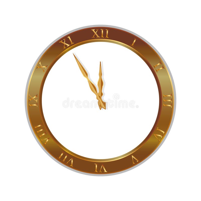Una cara de reloj antigua del oro con números romanos de oro en el fondo blanco en formato Icono del concepto del Año Nuevo ilustración del vector Una cara de reloj antigua del oro con números romanos de oro en el fondo blanco en formato Icono del concepto del Año Nuevo ilustración del vector