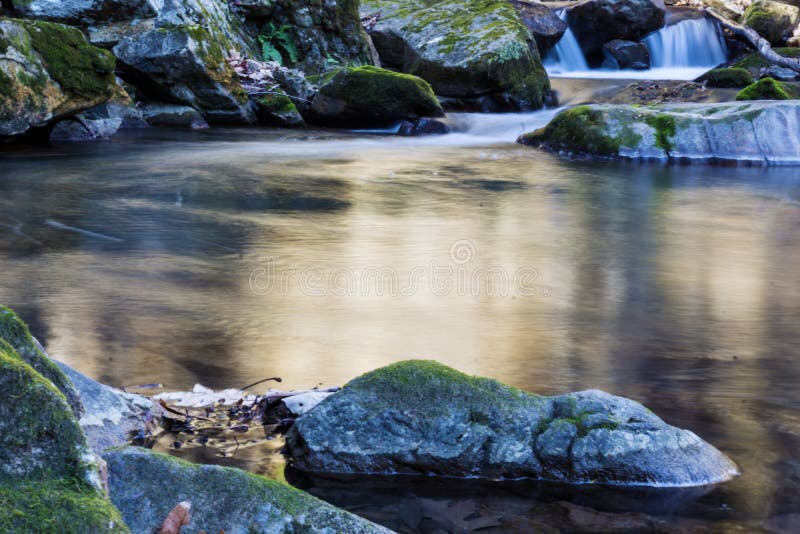 A magical view of Roaring Run Creek located in the Jefferson Nation Forest, Virginia, USA. A magical view of Roaring Run Creek located in the Jefferson Nation Forest, Virginia, USA.