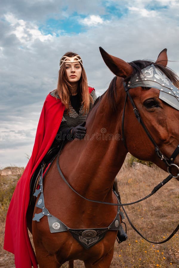 Una Chica Con Traje Medieval. Una Mujer En Una Cadena De Correos De Una  Corona. Una Mujer Disfrazada De Guerrera, Una Reina, Una P Foto de archivo  - Imagen de alineada, reina