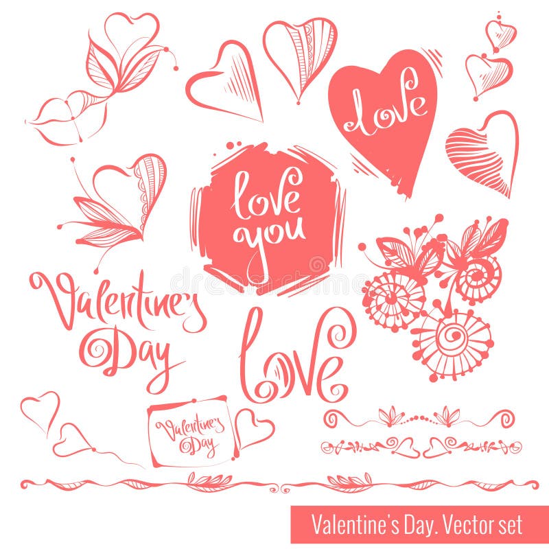 Una colección de bosquejos a mano para el día de tarjeta del día de San Valentín Corazón hermoso libre illustration Una colección de bosquejos a mano para el día de tarjeta del día de San Valentín Corazón hermoso libre illustration