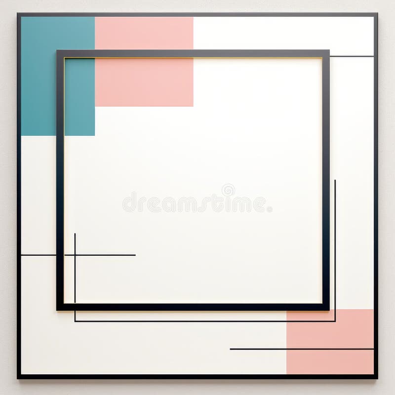 Una cornice quadrata con una serie geometrica verde e blu rosa illustrazione di stock