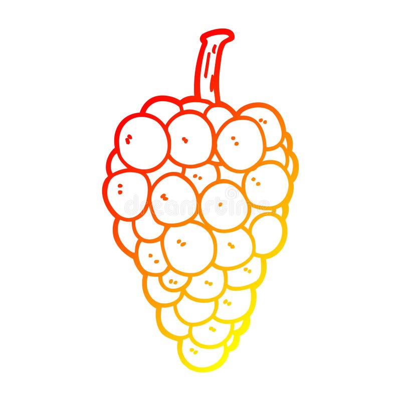 Una Creativa Línea De Degradado Cálido Dibujando Uvas De Dibujos Animados Ilustración del Vector con degradado