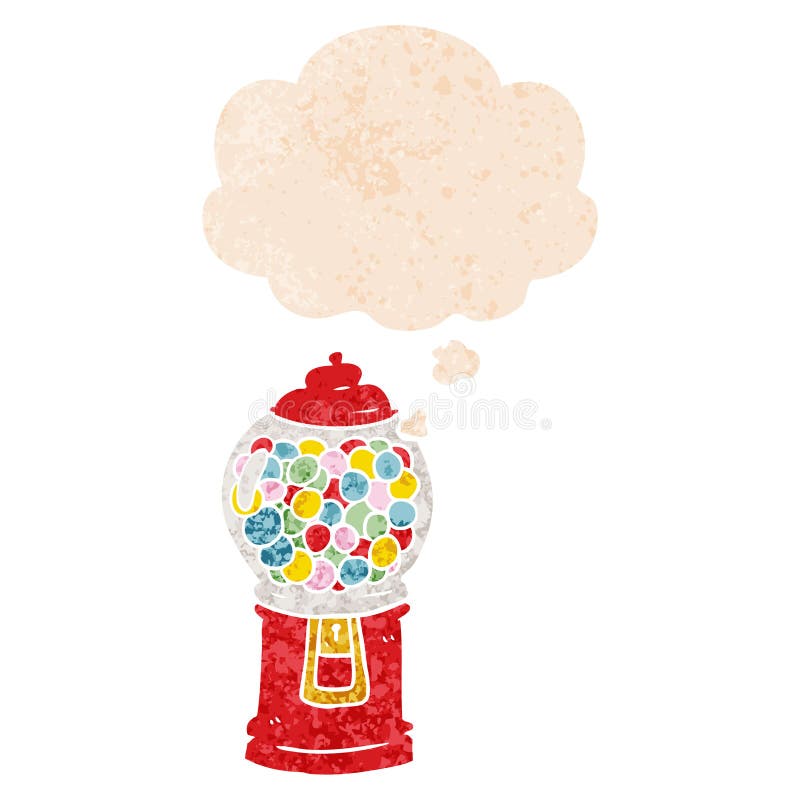 Una creativa máquina de guijarros de caricatura y burbuja de pensamiento al estilo retro texturizado stock de ilustración Una creativa máquina de guijarros de caricatura y burbuja de pensamiento al estilo retro texturizado stock de ilustración