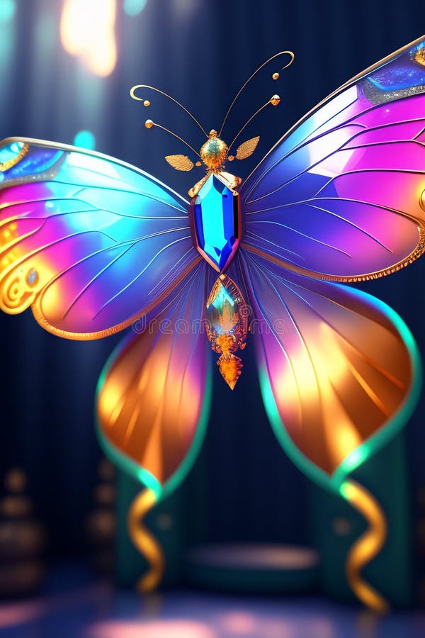 Una farfalla colorata con ali di fondo nero generata illustrazione vettoriale