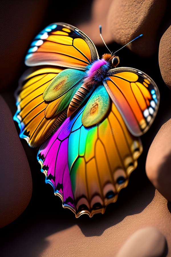 Una farfalla colorata con ali di fondo nero generata royalty illustrazione gratis
