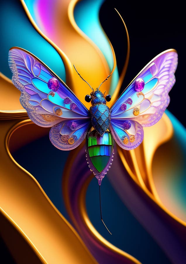 Una farfalla colorata con ali di fondo nero generata royalty illustrazione gratis