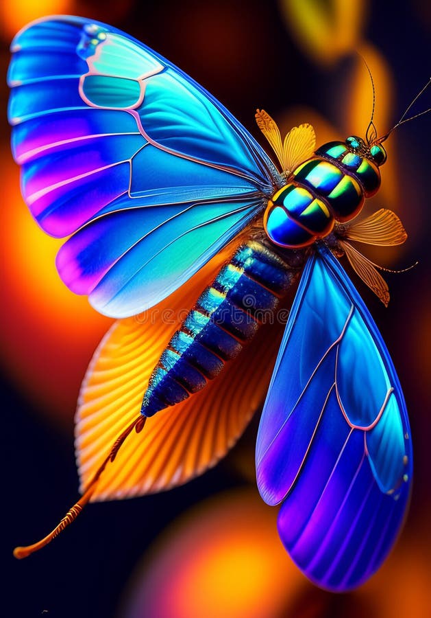 Una farfalla colorata con ali di fondo nero generata illustrazione vettoriale