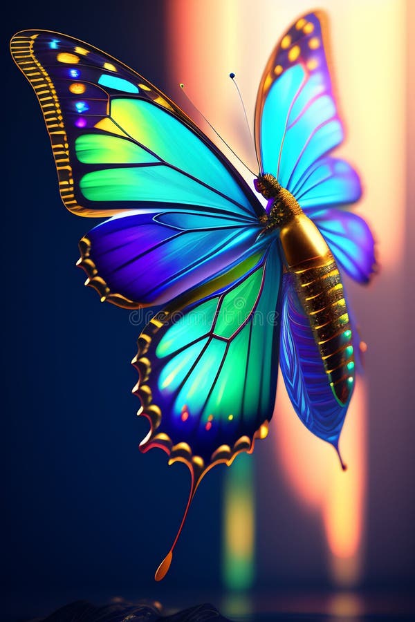 Una farfalla colorata con ali di fondo nero generata illustrazione vettoriale