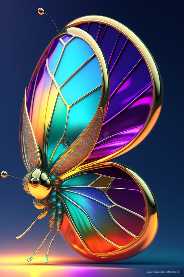 Una farfalla colorata con ali di fondo nero generata royalty illustrazione gratis