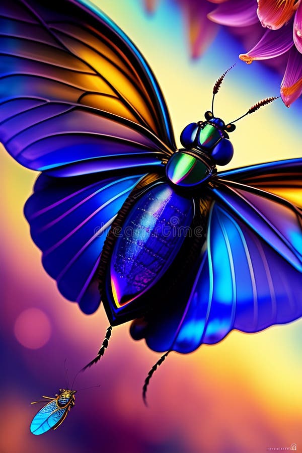 Una farfalla colorata con ali di fondo nero generata royalty illustrazione gratis