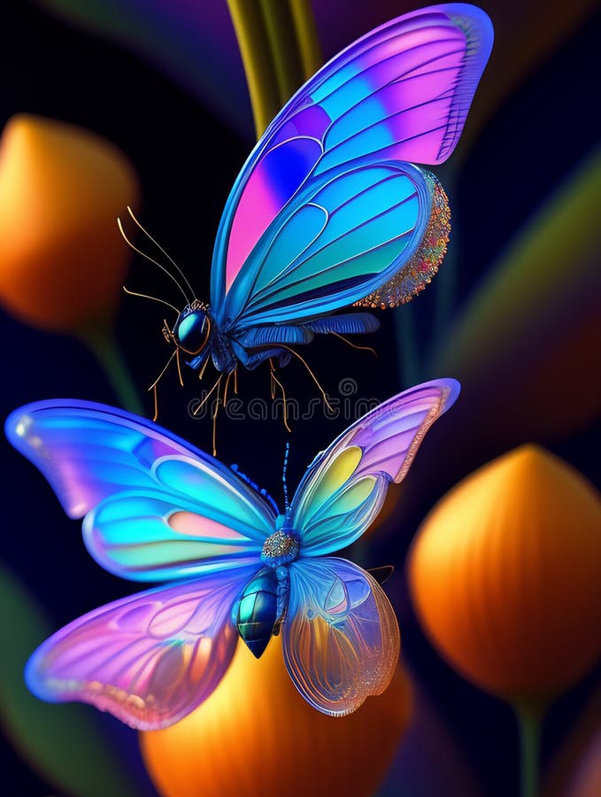 Una farfalla colorata con ali di fondo nero generata royalty illustrazione gratis