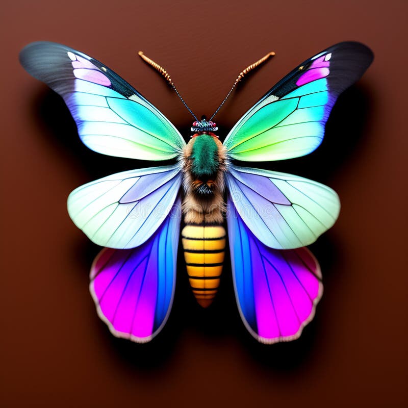 Una farfalla colorata con ali di fondo nero generata royalty illustrazione gratis