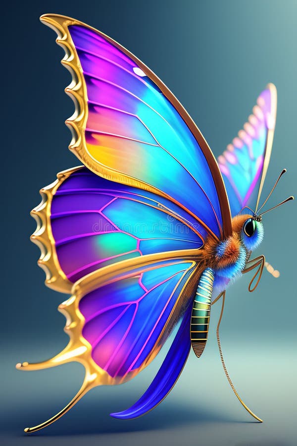 Una farfalla colorata con ali di fondo nero generata royalty illustrazione gratis