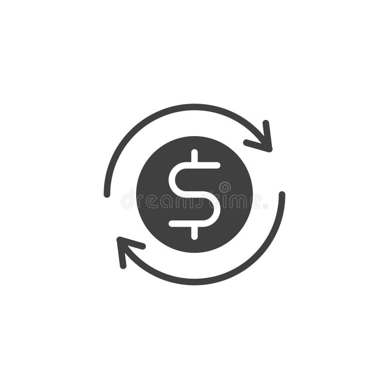 Una flecha giratoria con un icono de vector de signo de dólar ilustración del vector