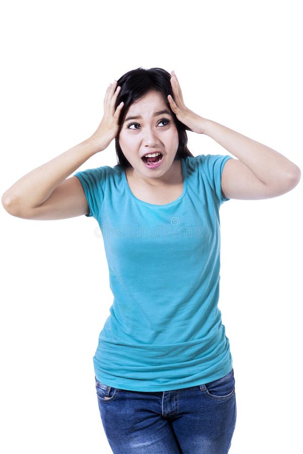 Una giovane donna frustrata immagine stock