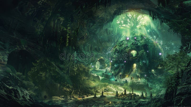 In a deep underground cave a group of powerful sorcerers conduct a ritual to honor and communicate with the plant elemental their . . AI generated. In a deep underground cave a group of powerful sorcerers conduct a ritual to honor and communicate with the plant elemental their . . AI generated