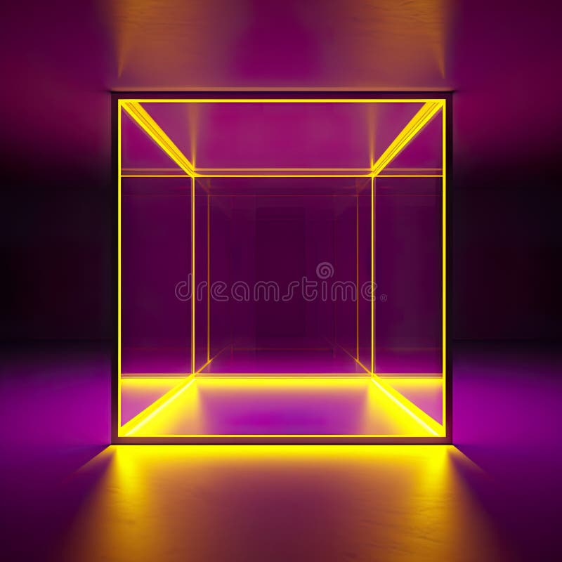 Una habitación oscura futurista con luces de colores crea un ambiente de alta tecnología libre illustration