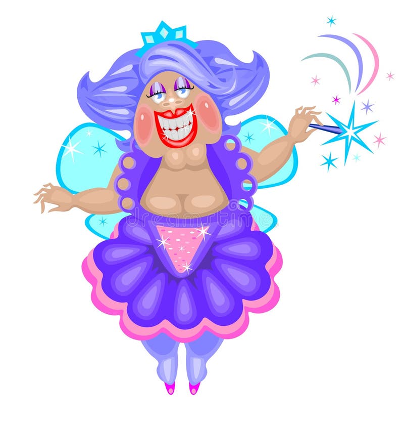 A funny fat fairy is in violet clothes. A funny fat fairy is in violet clothes
