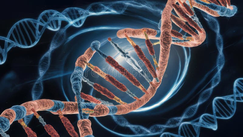 Una imagen generada por un ordenador de una interfaz de dos hélices dna fotografía de archivo libre de regalías
