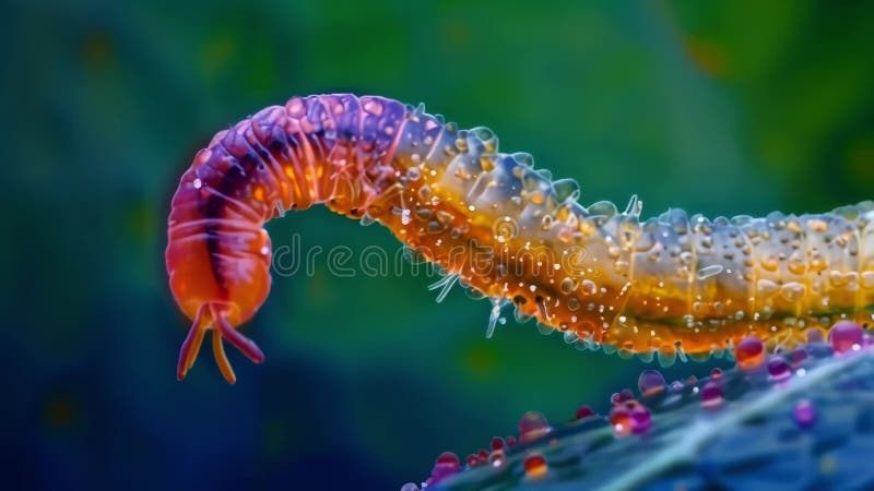 Una imagen muy grande de un nematodo alimentándose en una hoja bacteriacoverada con sus mucosas agudas visibles a medida que punci