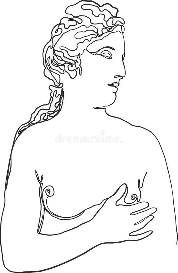 Una l?nea Aphrodite, escultura griega de la diosa del bosquejo del dibujo de Venus