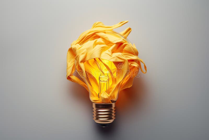 Una lampadina con un concetto di illuminazione interna della luce. Lampadina con un concetto di illuminazione interna e di idea