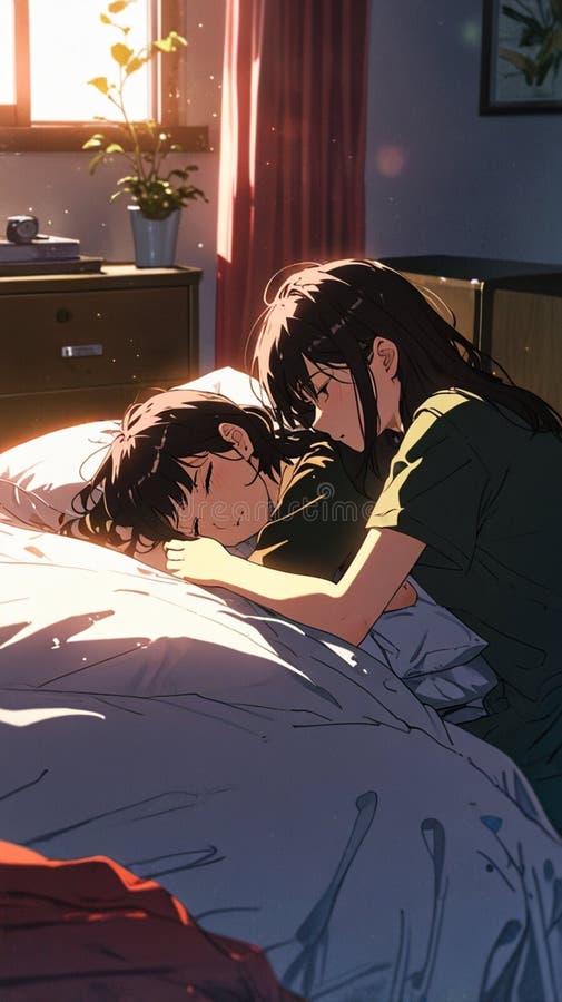 Una linda chica durmiendo en su habitación libre illustration
