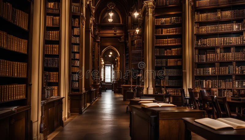 Una lunga strada collegata a dei Bookshelves royalty illustrazione gratis