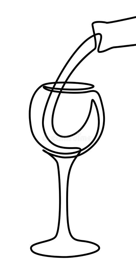 Una línea líquido se vierte en un vidrio de la botella Línea continua copa Vector stock de ilustración Una línea líquido se vierte en un vidrio de la botella Línea continua copa Vector stock de ilustración