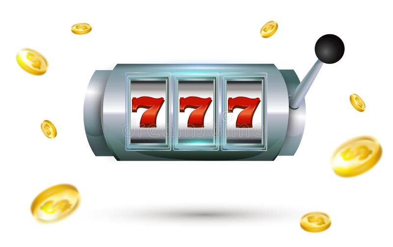 una macchina fortunata di sette casinò di 777 scanalature con le monete di oro isolate sopra illustrazione di stock una macchina fortunata di sette casinò di 777 scanalature con le monete di oro isolate sopra illustrazione di stock