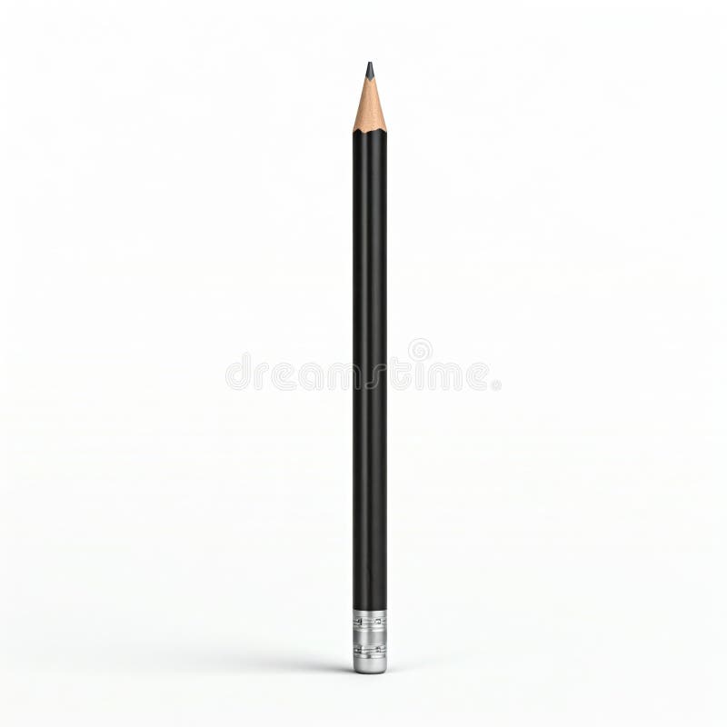 Una matita nera isolata su bianco. Una matita nera isolata su uno sfondo bianco enfatizza il suo semplice design funzionale. con una punta affilata e una finitura scura rappresenta il classico strumento per scrivere sketch e creatività che simboleggia la precisione e l'arte nell'uso quotidiano..