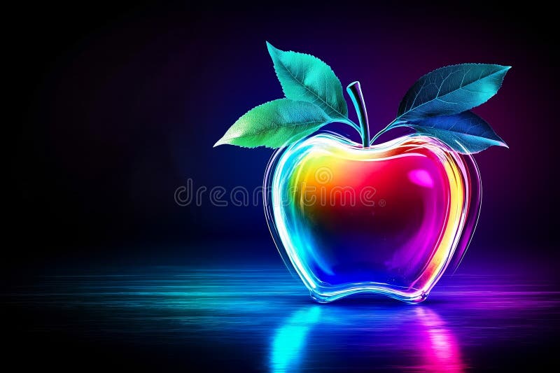 Una mela colorata con sopra una foglia illustrazione vettoriale