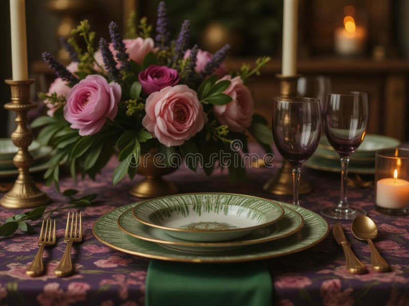 Una mesa muy bien acondicionada stock de ilustración