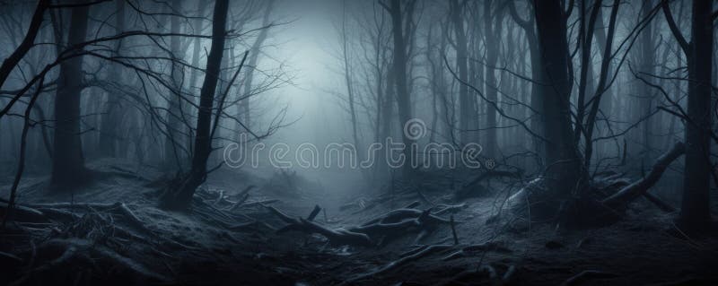 Una miope foresta buia generata in autunno fotografia stock libera da diritti