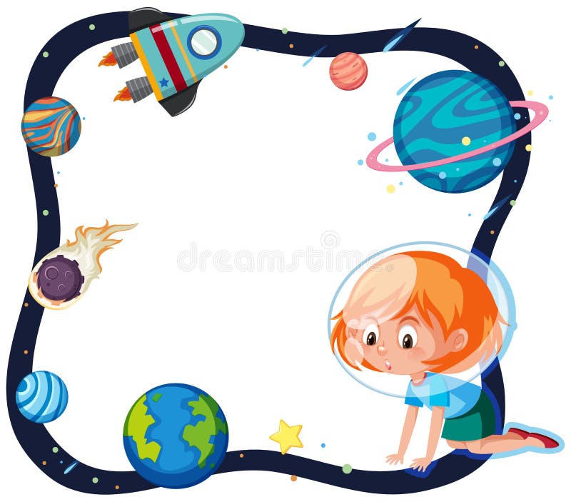 Una muchacha en frontera del espacio stock de ilustración Una muchacha en frontera del espacio stock de ilustración