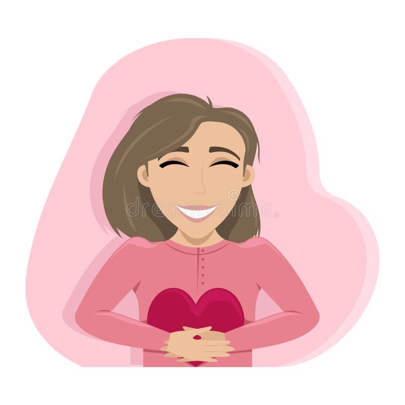 Una muchacha feliz en amor exprime un coraz?n de la felpa en sus manos Ejemplo plano del vector stock de ilustración Una muchacha feliz en amor exprime un coraz?n de la felpa en sus manos Ejemplo plano del vector stock de ilustración