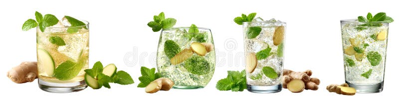 Una nuova zenzero di zenzero, scintillante, servita con soda spumante. Ai Generato illustrazione vettoriale