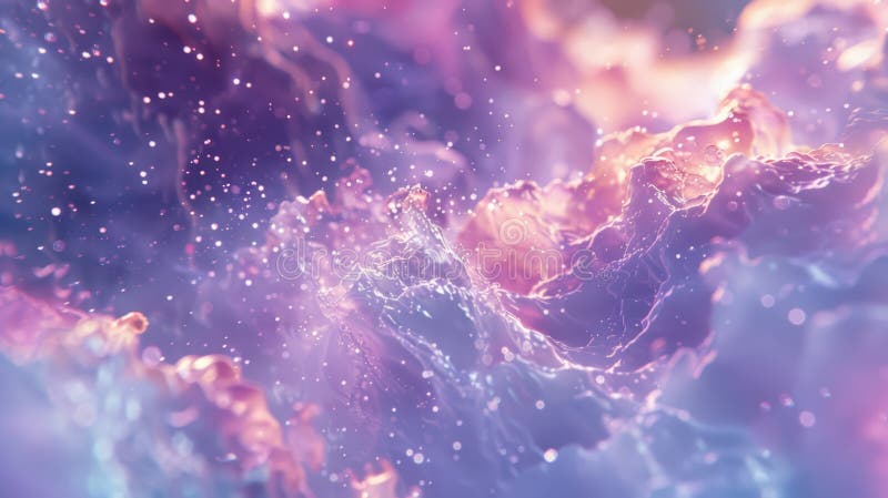 Una nuvola viola e rosa con alcune goccioline d'acqua ai. Un primo piano di una nuvola viola e rosa con alcune goccioline d'acqua generate dall'aria