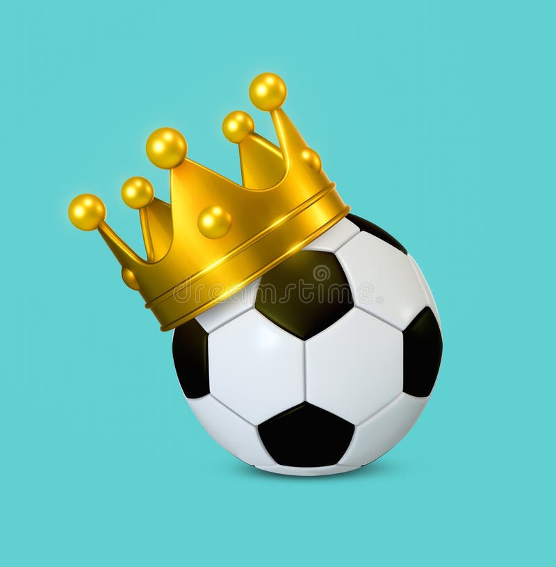 Una pelota de fútbol 3d con corona real 3d jugada de fútbol con una corona dorada 3d representando libre illustration