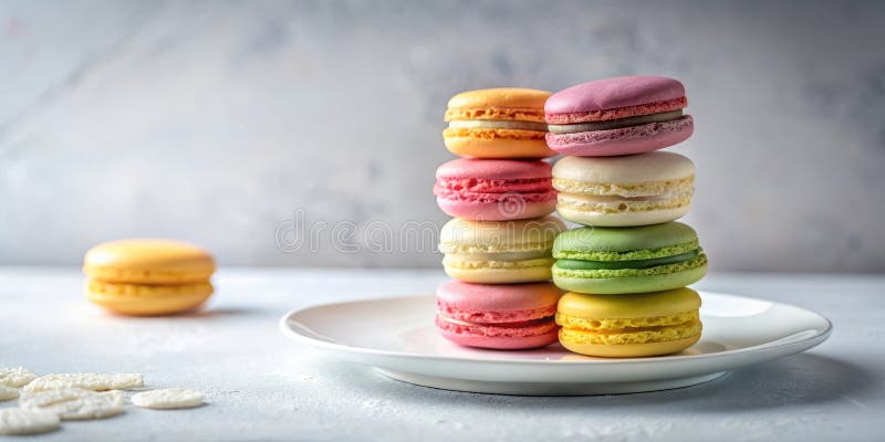Una pila di macaroni incollati su una piastra bianca. Generative AI royalty illustrazione gratis