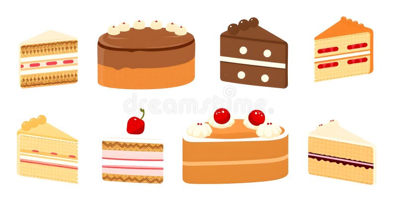 Una raccolta di diversi tipi di torte illustrazione di stock