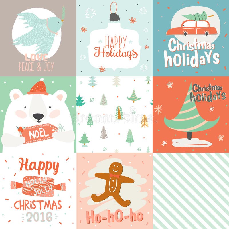 Una raccolta di 9 etichette e carte del regalo di Natale royalty illustrazione gratis Una raccolta di 9 etichette e carte del regalo di Natale royalty illustrazione gratis