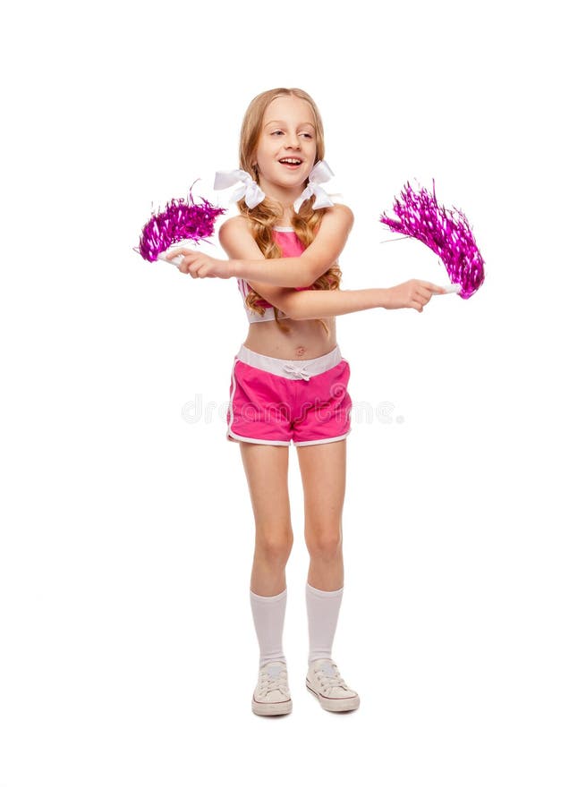 Una Ragazza in Costume Da Cheerleader Balla Con Un Pomo Immagine