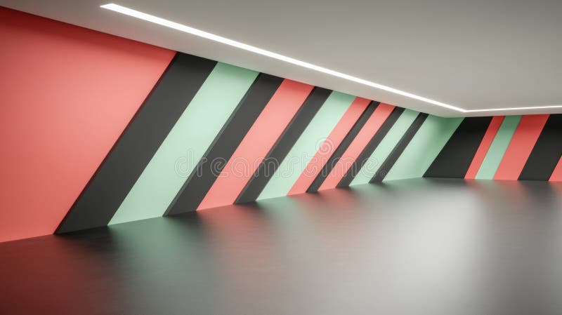 Una representación 3d dinámica de un patrón caleidoscópico para un ambiente futurista con tonos rosa y turquesa stock de ilustración