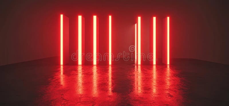 Una representación 3D representa el interior de una nave espacial cibernética incluyendo un corredor de túnel láser rojo oscuro ne libre illustration